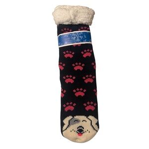 Cozy Black and Pink Dog Paw Socks